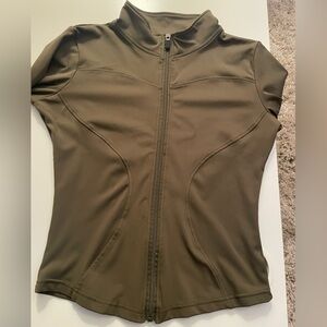 Olive Green Zip-Up Workout Top